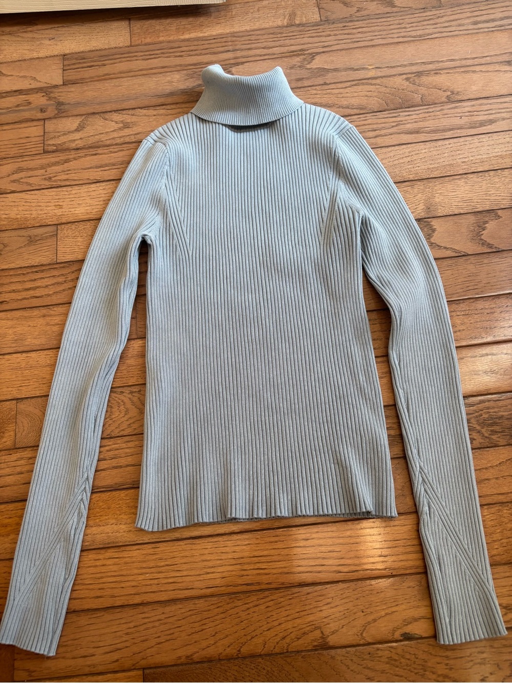 Lafayette 148 New York Ribbed Turtleneck Sweater in Pale Blue